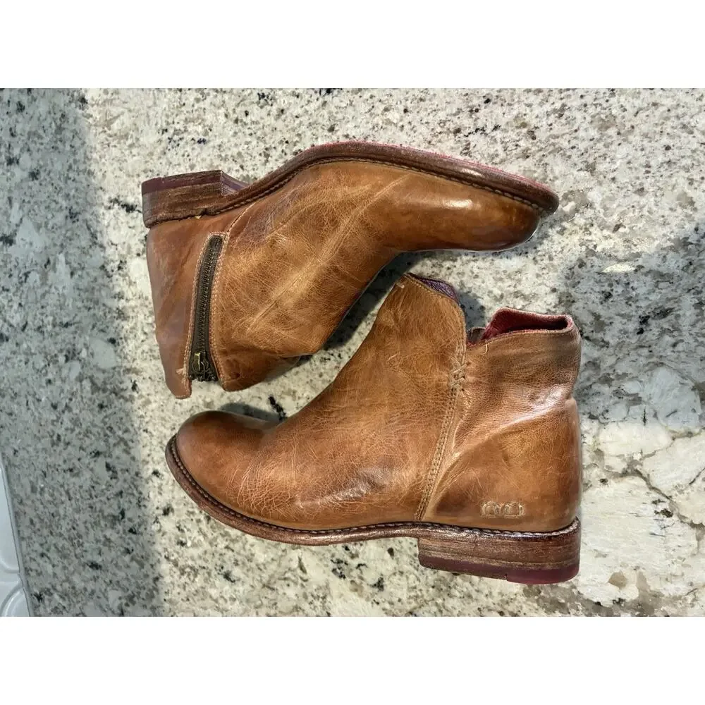 BED|STU Yurisa Leather Booties Tan Rustic 1175 Women's Size 8